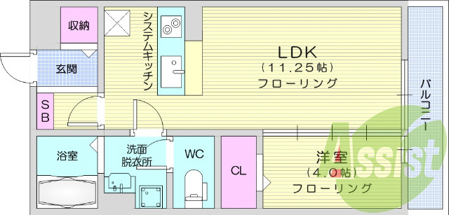 1LDK、バス、トイレ別、浴室乾燥機、追い焚き機能