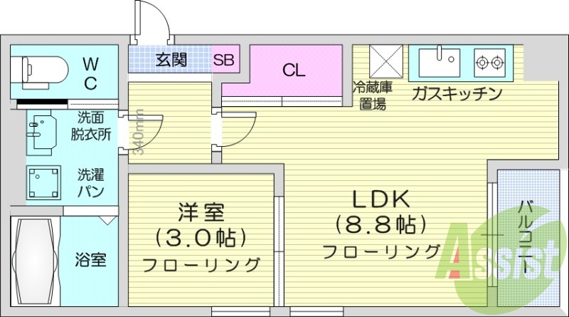 1LDK 追い焚き機能 浴室乾燥機 インターネット無料