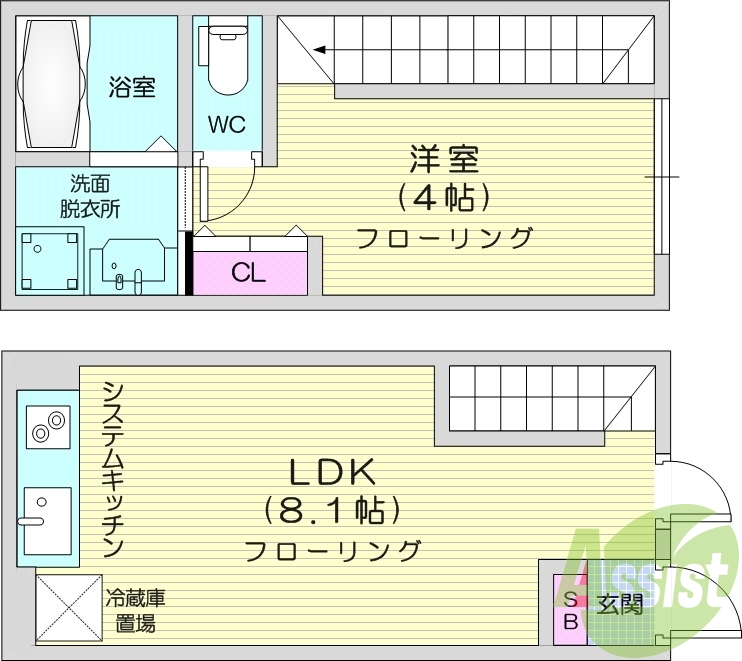 1LDK、ペット相談、都市ガス、メゾネットタイプ、エアコン
