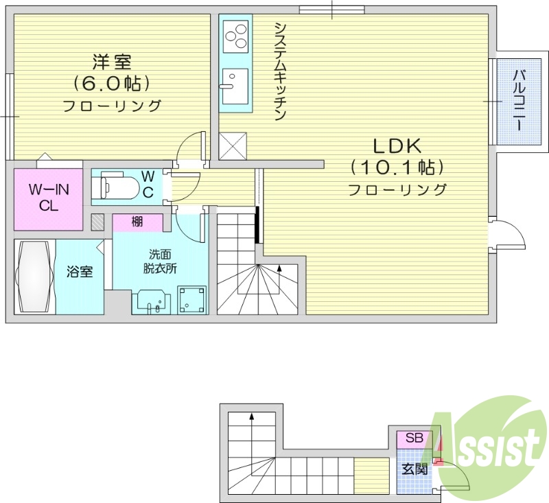 1LDK、インターネット無料、ペット可、TVインターホン