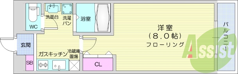 フローリング、バルコニー、風呂トイレ別。