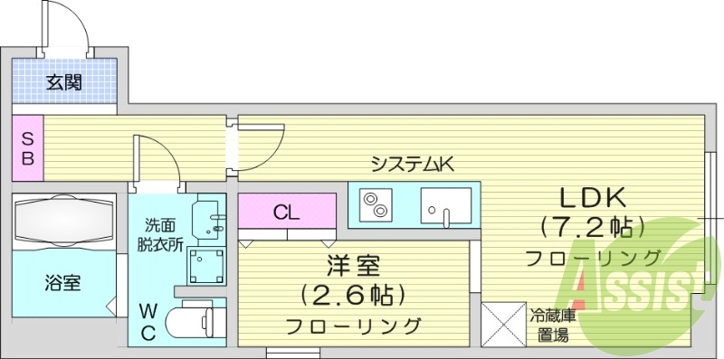 1LDK、ネット無料、追い焚き機能、収納、システムキッチン