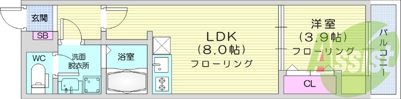 1LDK、エアコン、室内洗濯機置場、トイレ浴室別、収納