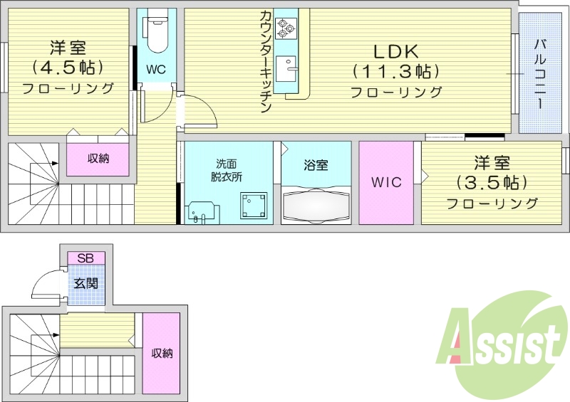 ２LDK、エアコン、追い炊き機能、浴室乾燥機