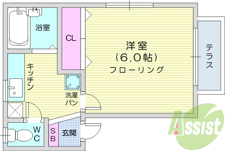 写真は別室です。1K、防犯カメラ、バストイレ別、エアコン
