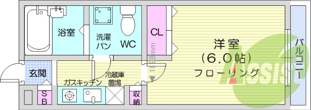 １K、エアコン、南向き、IH調理器具、収納、洗濯機置き場