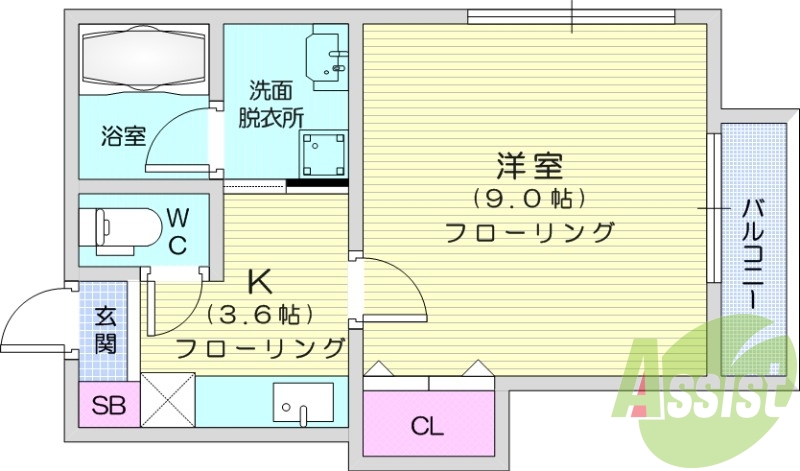 1K、2階、南向き、モニター付きインターフォン、バストイレ別