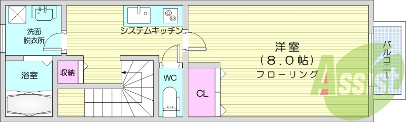1K、エアコン、バストイレ別、独立洗面、モニターホン
