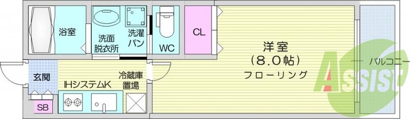 1Ｋ、モニタ付きインターホン、エアコン、家具家電付き。