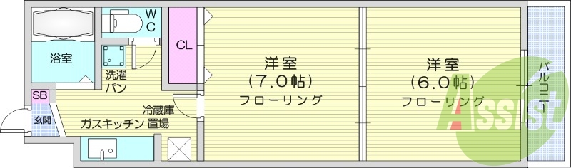 ２Ｋ、都市ガス、温水洗浄便座、ＢＴ別、ネット使用料無料