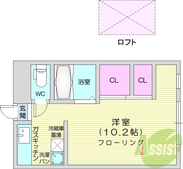 写真は別室です。1R、室内洗濯機置場、ロフト、浴室乾燥機