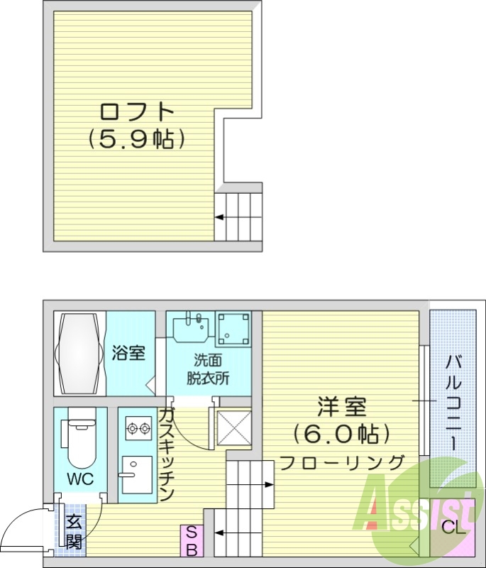 1K、エアコン、室内洗濯機置場、トイレ浴室別、収納