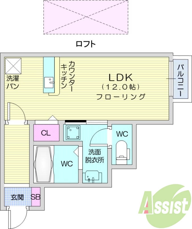 １Ｒ、クローゼット、浴室乾燥機、バルコニー