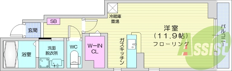 1R、浴室乾燥機、ウォークインクローゼット、追焚機能、角部屋
