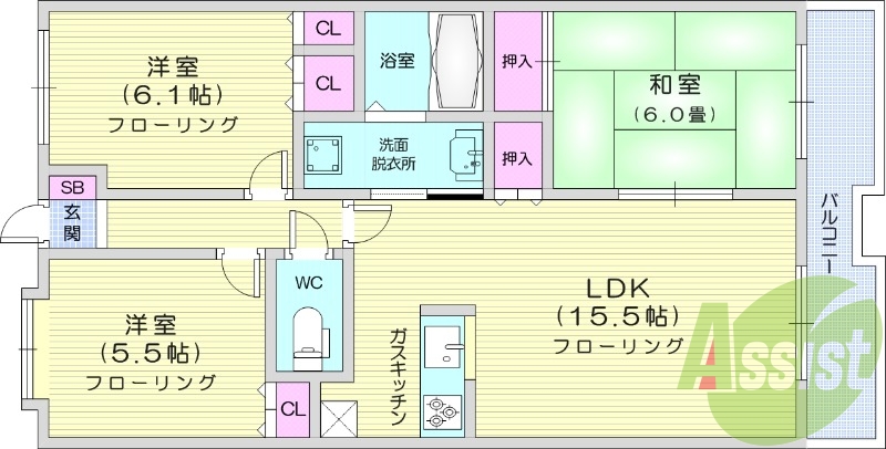 3LDK、オートロック、システムキッチン、トランクルームあり