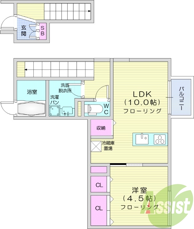 1LDK、オール電化、3口IHコンロ、TV付インターホン