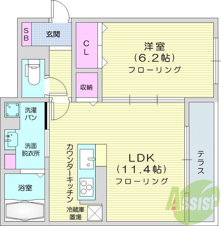 写真は別室です。1LDK、カウンターキッチン、都市ガス