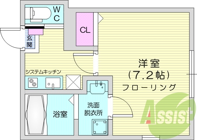 1K、エアコン、モニター付きインターホン