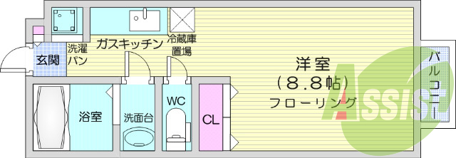 ワンルーム、モニター付きインターホン、ウォシュレット