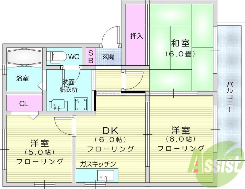 ３ＤＫ、収納、セパレート、脱衣場、シューズボックス、角部屋