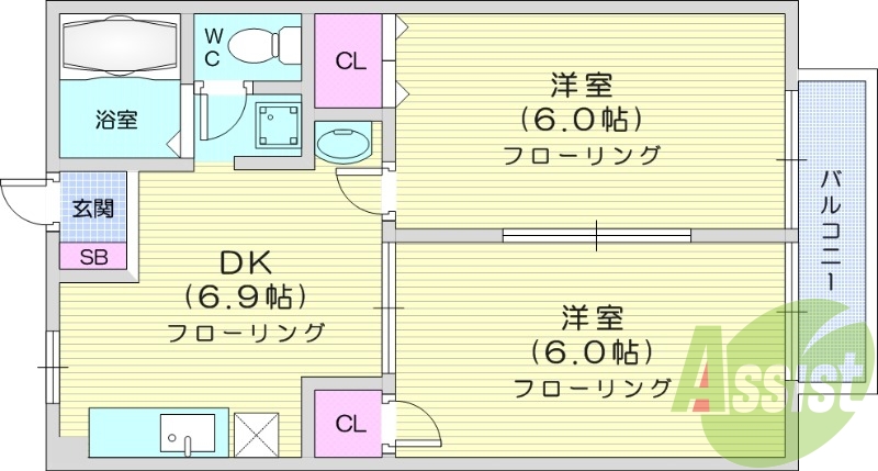 1LDK、ペット相談可、バストイレ別、温水便座