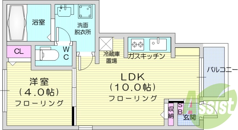 １LDK、シャンプードレッサー、バストイレ別