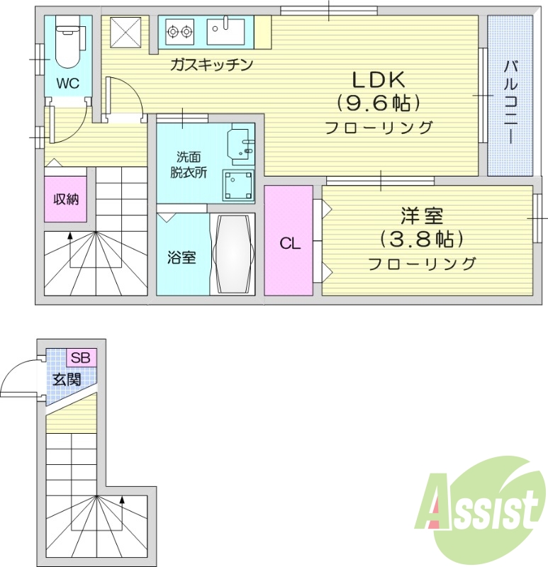 1LDK 、エアコン、室内洗濯機置場、トイレ浴室別、収納