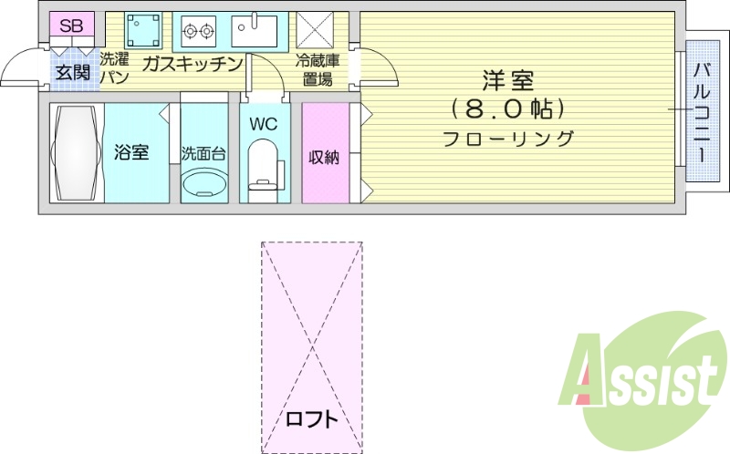 1K、独立洗面台、温水洗浄便座、インターネット無料