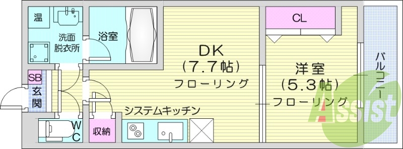 1DK、浴室乾燥機、IHコンロ、TVモニターホン、専用庭