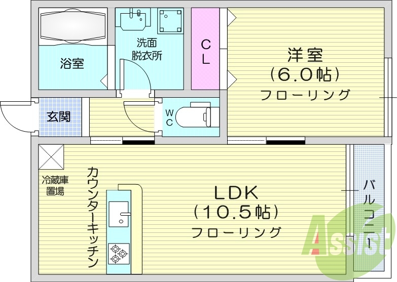 １LDK、追い焚き機能、バストイレ別、シャンプードレッサー