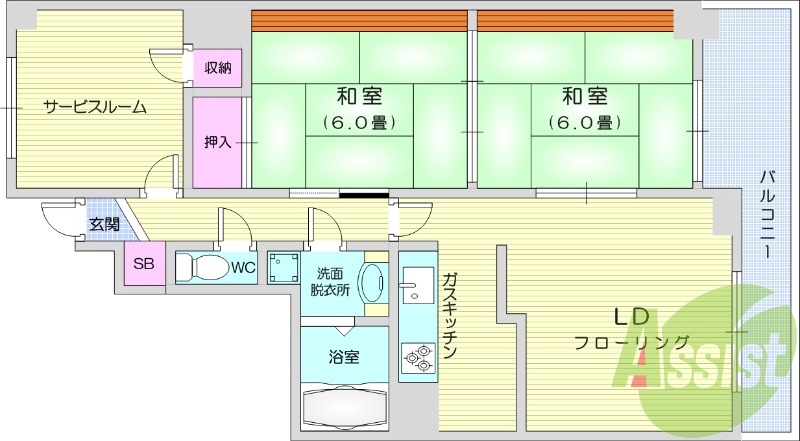 ２SLDＫ、システムキッチン、ウォシュレット、独立洗面台