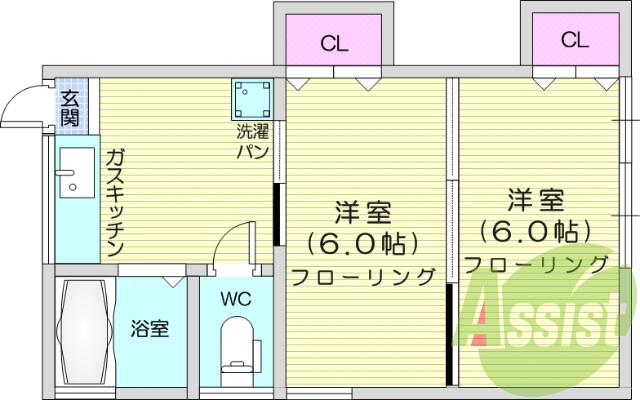 2K、ペット可、都市ガス、TVインターホン、