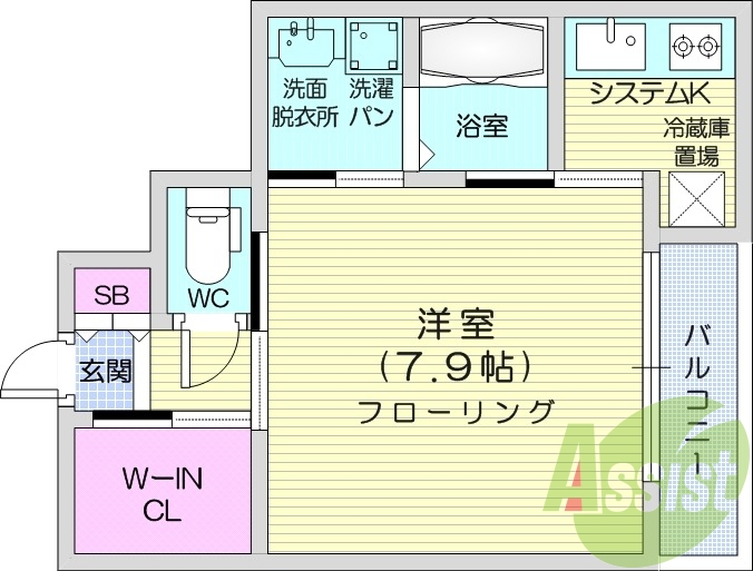 1K、追い焚き機能、浴室乾燥機、バストイレ別、独立キッチン
