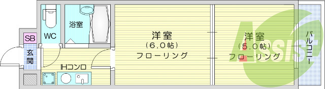 ２K、フローリング、エアコン、クローゼット