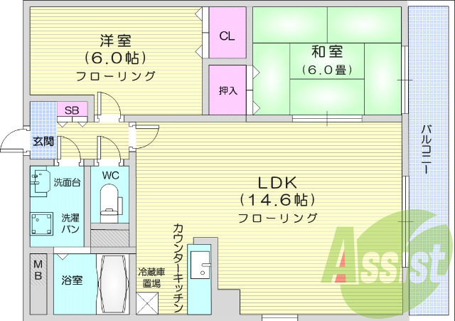 ２ＬＤＫ、モニター付きインターホン、オートロック、追い焚き