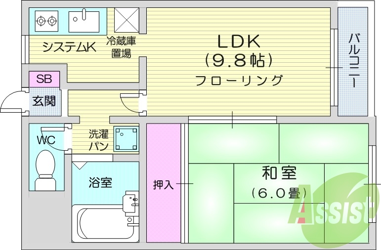1ＬＤＫ、システムキッチン、モニターホン、都市ガス、エアコン