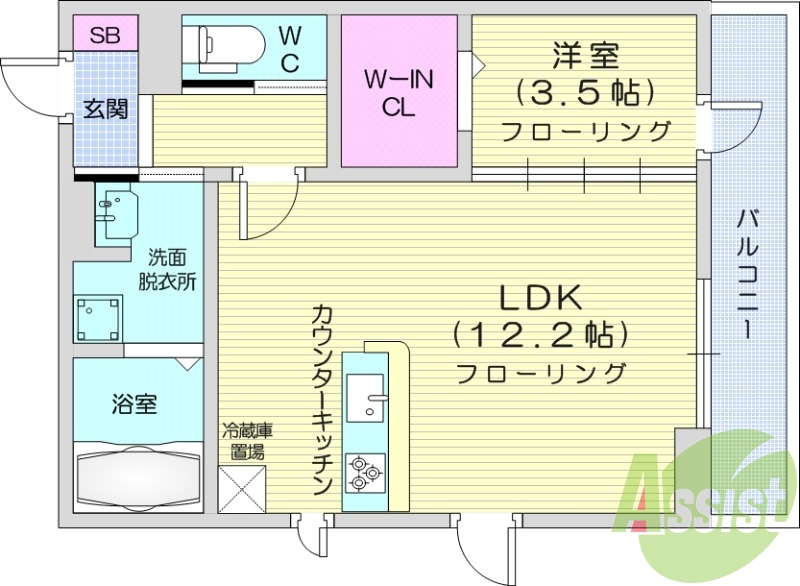1LDK、温水洗浄便座、浴室乾燥機、追い焚き、室内物干し