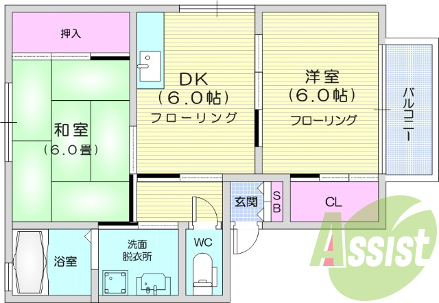 ２ＤＫ、追炊き機能、バルコニー、クローゼット、押し入れ