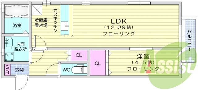 １ＬＤＫ・エアコン・独立洗面台・モニター付きインターホン