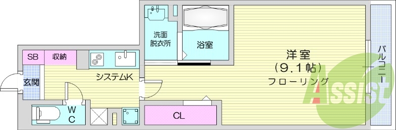 1K、インターネット無料、エントランスオートロック