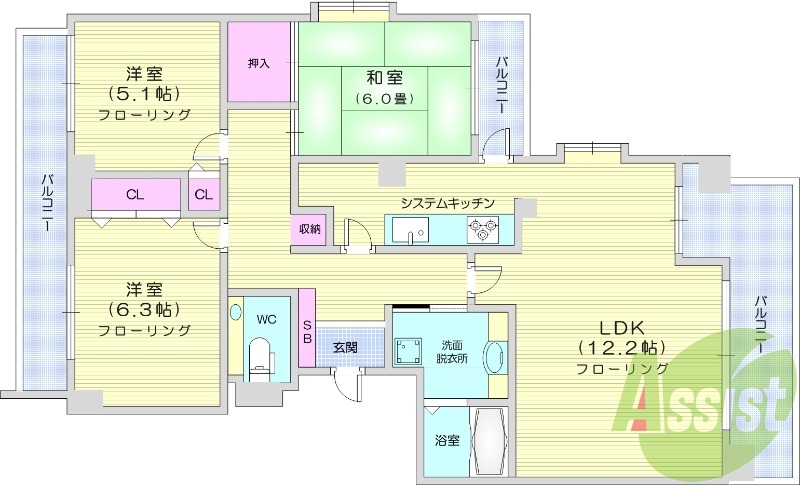 3ＬＤＫ・エアコン・都市ガス・オートロック