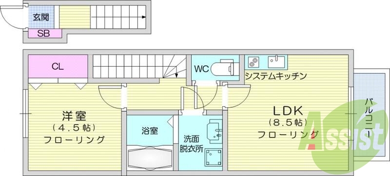 1LDK、浴室乾燥機、エアコン、室内洗濯機置き場、追い炊き