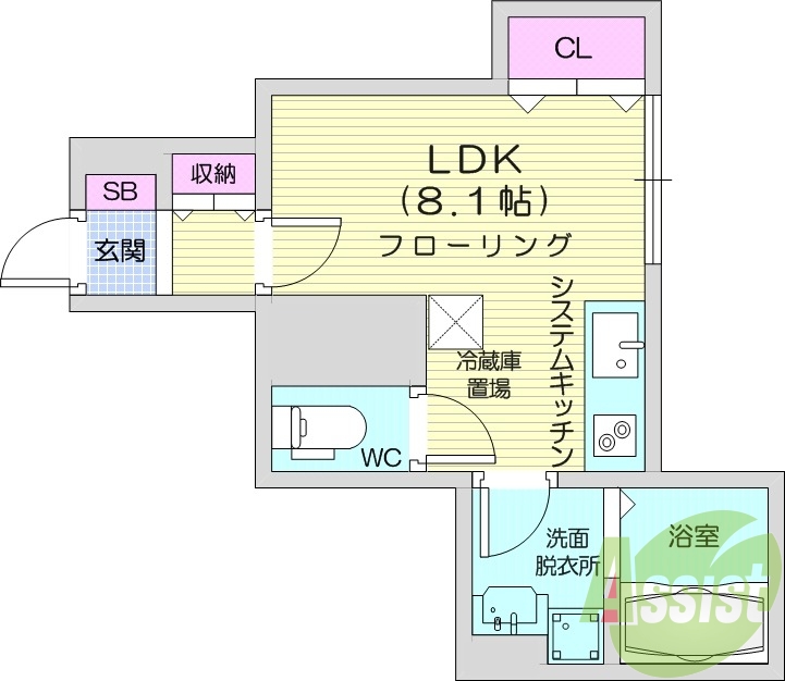 ワンルーム、浴室乾燥機、インターネット無料、宅配ボックス