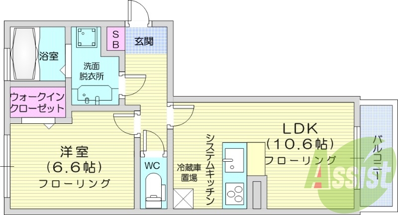 1LDK、オール電化、ペット可、宅配ボックス