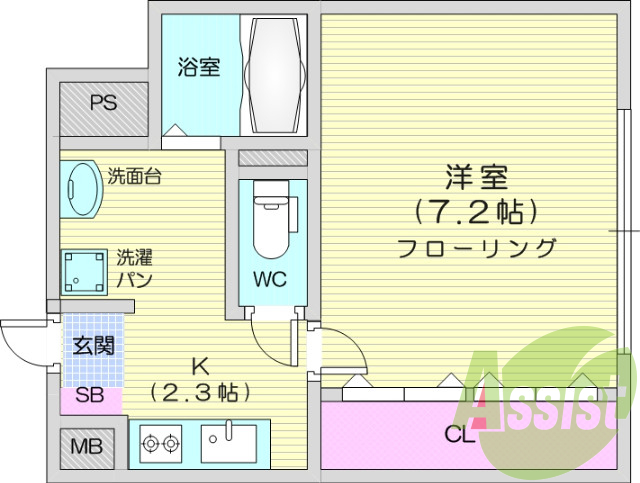 1K、洗面化粧台、二重サッシ、ネット無料、TVインターホン