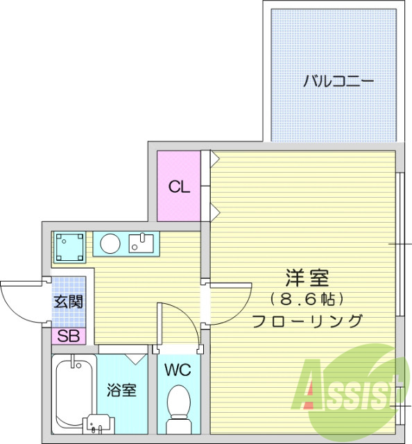 1K、インターネット使用料無料、都市ガス