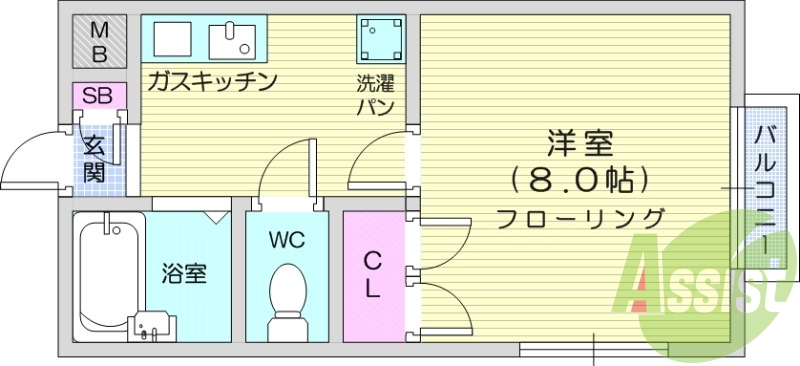 1K、温水洗浄便座、モニター付きインターホン、エアコン