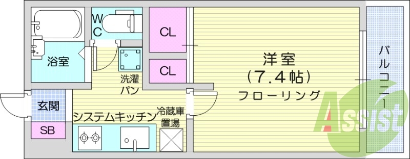 １K、ロフト、バストイレ別、インターネット無料、エアコン