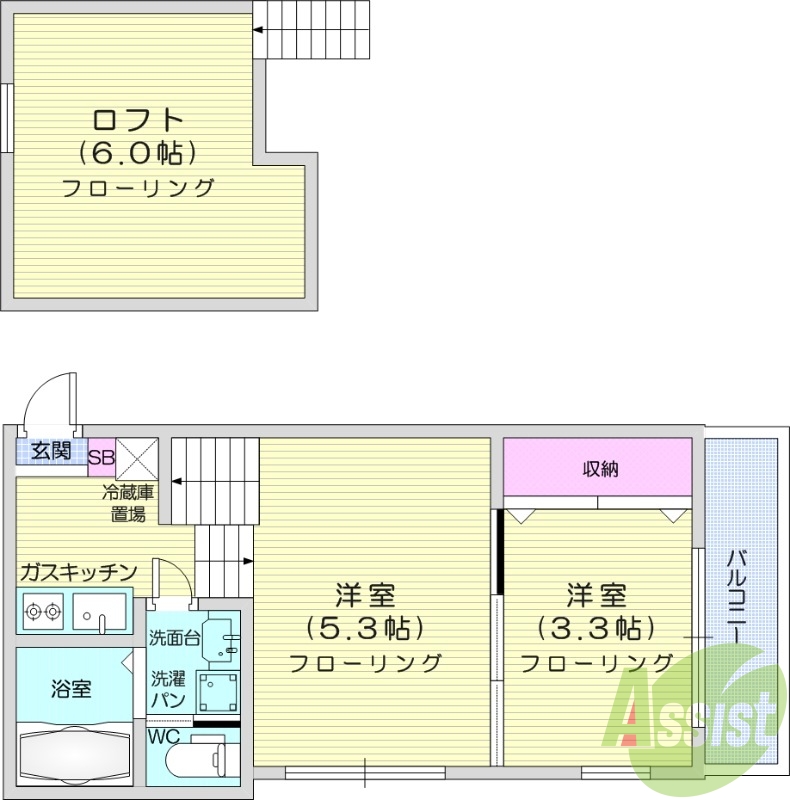 2K、デザイナーズ、シーリングファン、エアコン。
