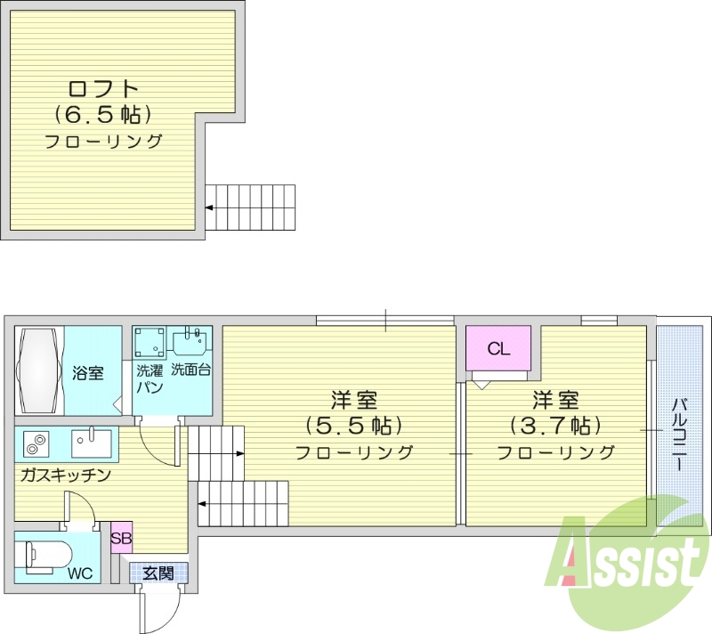 2K、デザイナーズ、シーリングファン、エアコン。